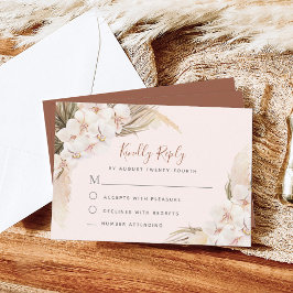 Pampas Grass Orchids Floral Terracotta Wedding RSVP Kaartje