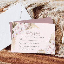 Pampas Grass Orchids Floral Tropical Wedding RSVP Kaartje