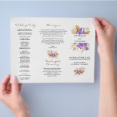 Pampas Grass Paars Orchid TriFold Wedding Programm Flyer (Hand)