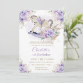 Pampas Grass Paarse Bloemen Rocking Horse Verjaard Kaart (Staand voorkant)