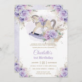 Pampas Grass Paarse Bloemen Rocking Horse Verjaard Kaart (Voorkant / Achterkant)