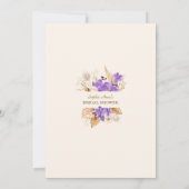 Pampas Grass Paarse Orchid Gold Bridal Tea Kaart (Achterkant)