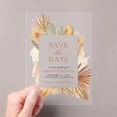 Pampas Grass Palm Leaves Wedding Save the Date Acryl Uitnodigingen (Insitu (Draagbaar))