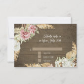 Pampas Grass Palm Pink Floral Rustial Foliage RSVP Kaartje (Voorkant)