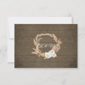 Pampas Grass Palm Pink Floral Rustial Foliage RSVP Kaartje (Achterkant)