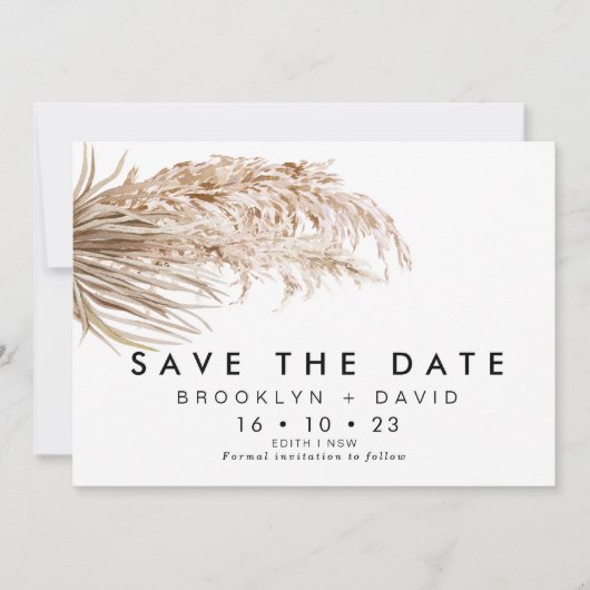 Pampas grass Palm Wedding Save the Date Kaart (Voorkant)