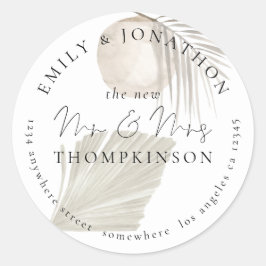Pampas Grass Passen getrouwd Retourneren Naam Adre Ronde Sticker