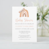 Pampas Grass Pastel Pink Rainbow Baby shower Uitze Kaart (Staand voorkant)