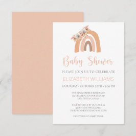 Pampas Grass Pastel Pink Rainbow Baby shower Uitze Kaart