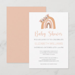 Pampas Grass Pastel Pink Rainbow Baby shower Uitze Kaart