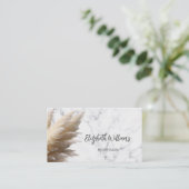 Pampas Grass Photo Marble | QR-code Visitekaartje (Staand voorkant)