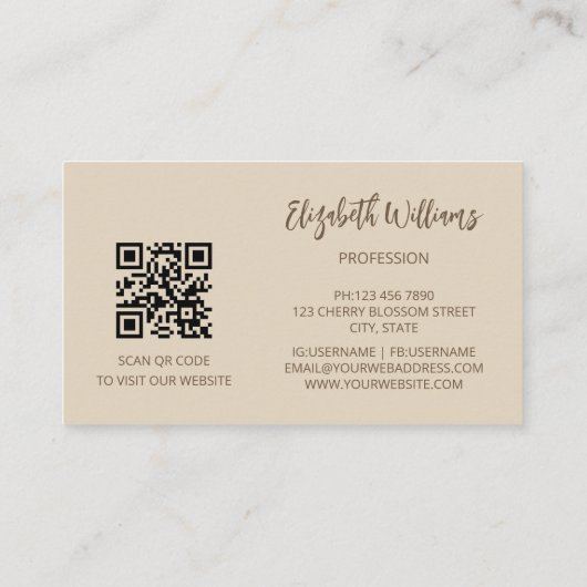 Pampas Grass Photo Realistic | QR-code Visitekaartje (Achterkant)