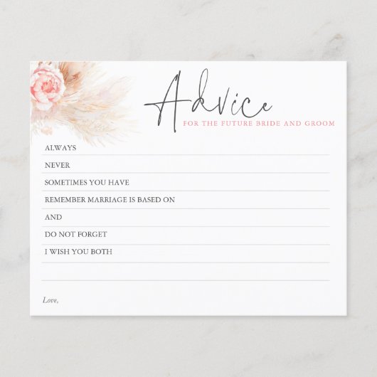 Pampas Grass Pink Advice Card (Voorkant)