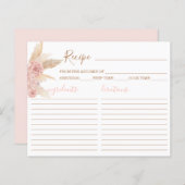 Pampas Grass Pink Boho Chic Recipe Card (Voorkant / Achterkant)