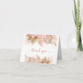 Pampas Grass Pink Floral Baby shower Bedankkaart (Voorkant)