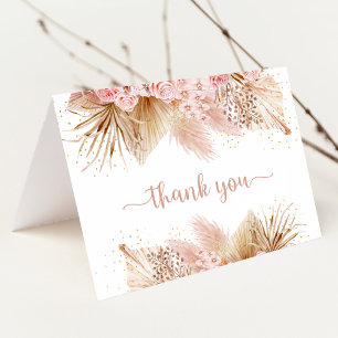 Pampas Grass Pink Floral Baby shower Bedankkaart