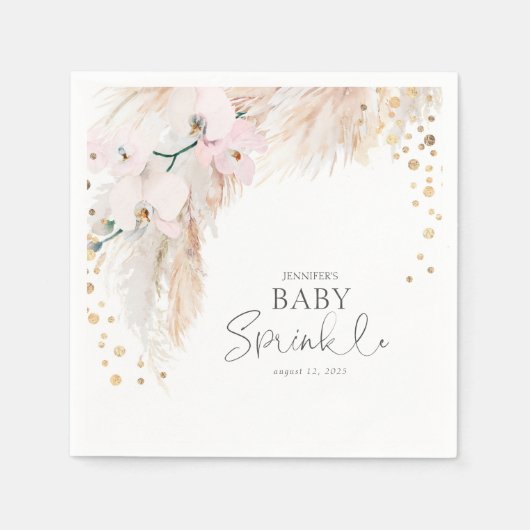 Pampas Grass Pink Floral Baby Sprinkle Servet (Voorkant)