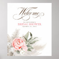 Pampas Grass Pink Floral Botanical Welcome Sign