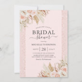 Pampas Grass Pink Floral Bridal Shower Kaart (Voorkant)