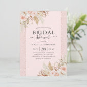 Pampas Grass Pink Floral Bridal Shower Kaart (Staand voorkant)