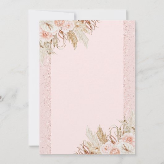 Pampas Grass Pink Floral Bridal Shower Kaart (Achterkant)