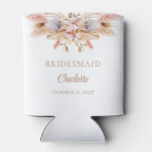 Pampas Grass Pink Floral Bridesmaid Weddenschap Blikjeskoeler (Achterkant)