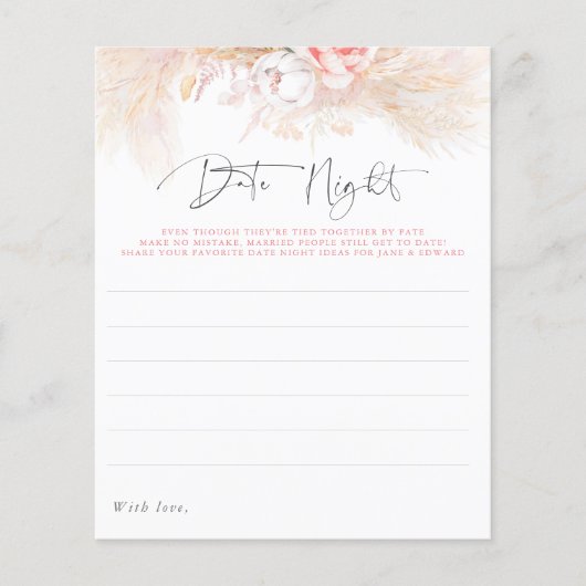 Pampas Grass Pink Floral Date Night Idees (Voorkant)