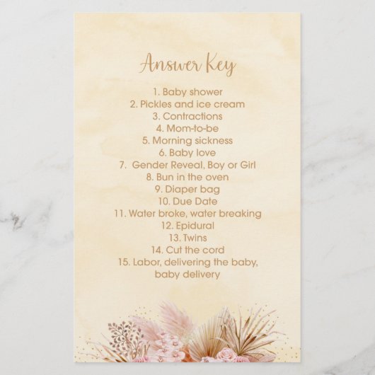 Pampas Grass Pink Floral Emoji Pictionary Game (Achterkant)