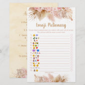 Pampas Grass Pink Floral Emoji Pictionary Game (Voorkant / Achterkant)