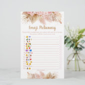 Pampas Grass Pink Floral Emoji Pictionary Game (Staand voorkant)