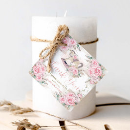 Pampas Grass Pink Floral Rocking Horse Baby shower Bedankjes Labels