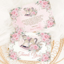 Pampas Grass Pink Floral Rocking Horse Baby shower Bedankkaart
