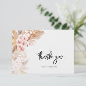 Pampas Grass Pink Floral Script Vrijgezellenfeest Bedankkaart (Staand voorkant)