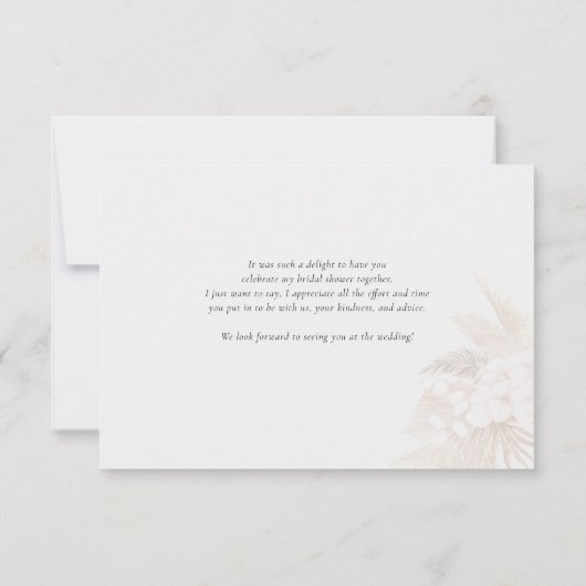 Pampas Grass Pink Floral Script Vrijgezellenfeest Bedankkaart (Achterkant)