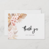 Pampas Grass Pink Floral Script Vrijgezellenfeest Bedankkaart (Voorkant / Achterkant)