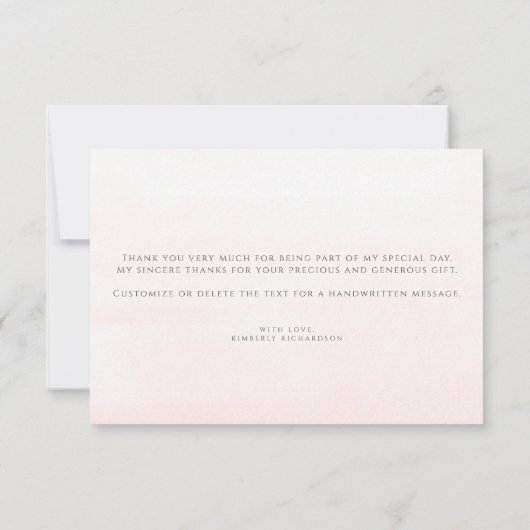 Pampas Grass Pink Floral Small Hartelijk dank Bedankkaart (Achterkant)