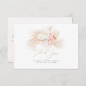 Pampas Grass Pink Floral Small Hartelijk dank Bedankkaart (Voorkant / Achterkant)