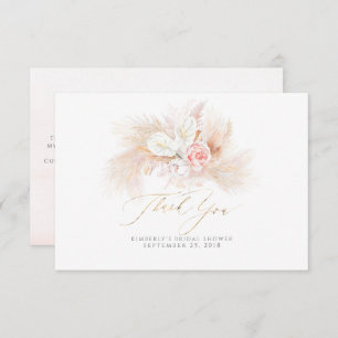 Pampas Grass Pink Floral Small Hartelijk dank Bedankkaart