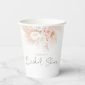 Pampas Grass Pink Floral Vrijgezellenfeest Papieren Bekers (Voorkant)