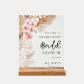 Pampas Grass Pink Floral Vrijgezellenfeest Welkom Acryl Bord (Voorkant)