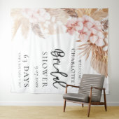 Pampas Grass Pink Floral Vrijgezellenfeest Welkom Wandkleed (In Situ (horizontaal))