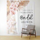 Pampas Grass Pink Floral Vrijgezellenfeest Welkom Wandkleed (In situ)