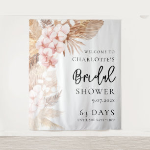 Pampas Grass Pink Floral Vrijgezellenfeest Welkom Wandkleed