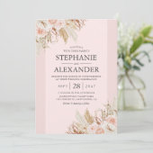 Pampas Grass Pink Floral Weddenschap Kaart (Staand voorkant)