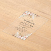 Pampas Grass Pink Floral Wedding Acryl Uitnodigingen (Laagn)