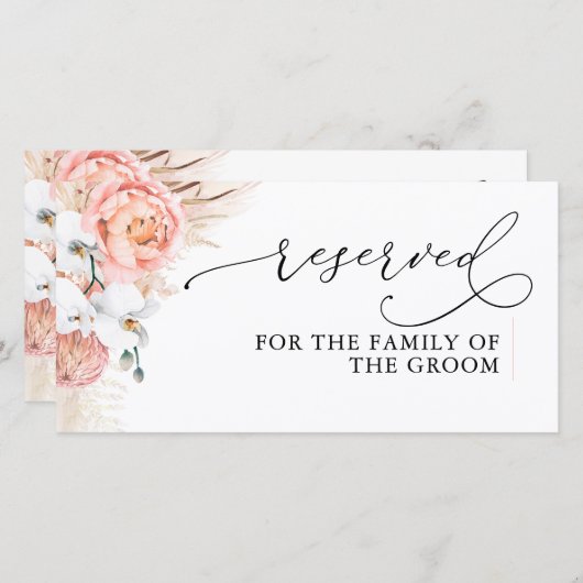 Pampas Grass Pink Floral Wedding Gereserveerd (Voorkant / Achterkant)