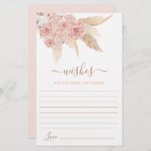 Pampas Grass Pink floral Wishes for the Bride card