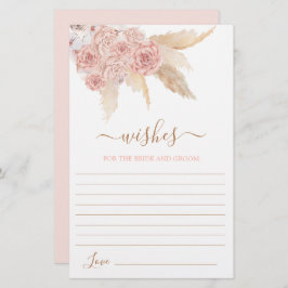 Pampas Grass Pink floral Wishes for the Bride card