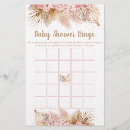 Pampas Grass Pink Gold Baby shower Bingo
