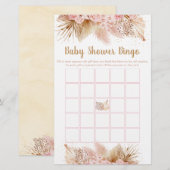 Pampas Grass Pink Gold Baby shower Bingo (Voorkant / Achterkant)